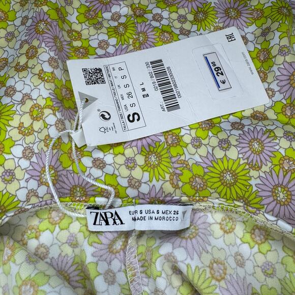 NWT Zara slip dress floral retro 60s 70s hippie spaghetti strap size SMALL *flaw - Picture 8 of 14